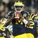 Michigan junior quarterback Denard Robinson looks to pass during the second half against Notre Dame on Saturday. Michigan beat Notre Dame 35-31. Melanie Maxwell I AnnArbor.com